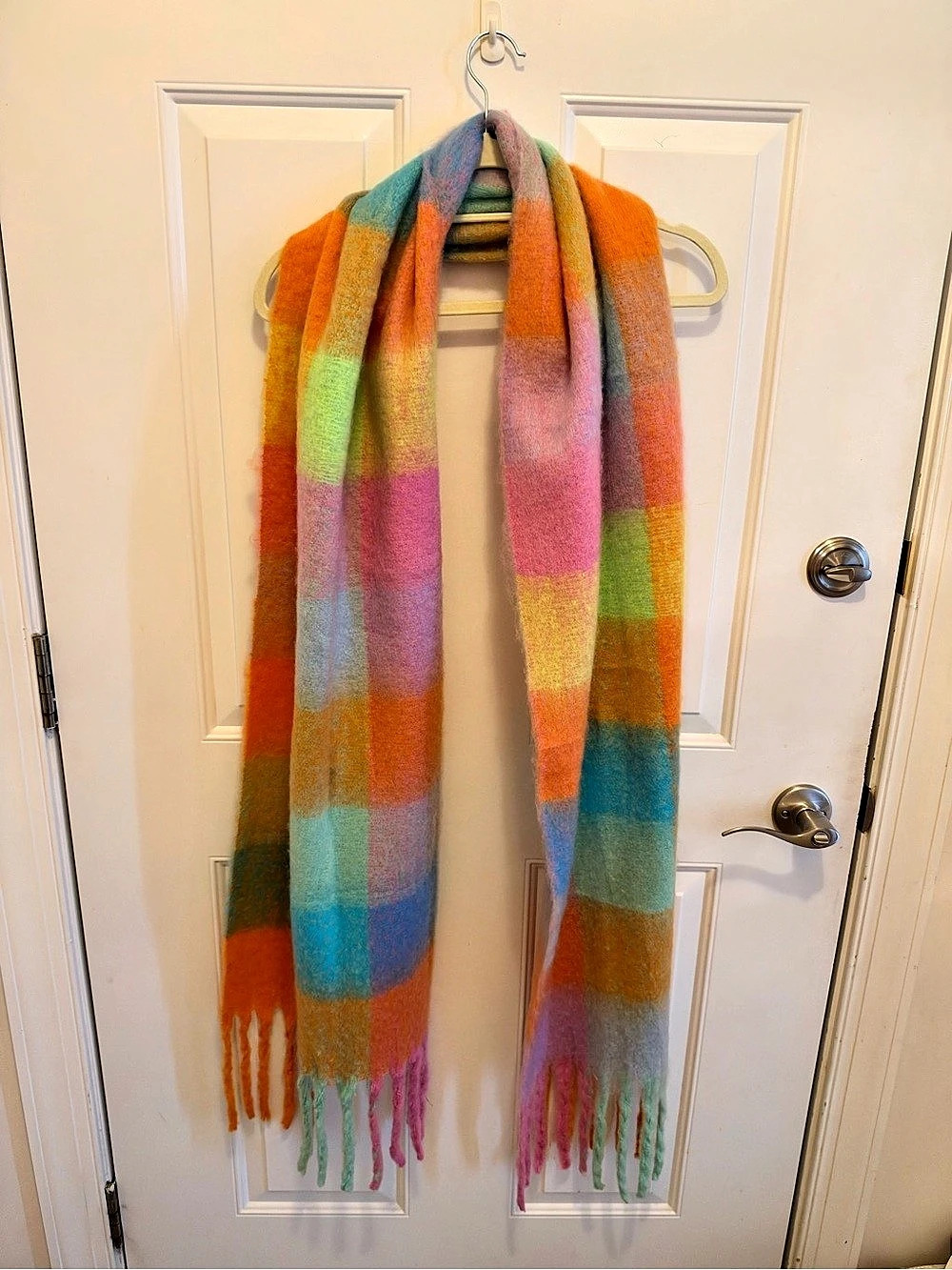 Multicolor Striped Fringe Scarf